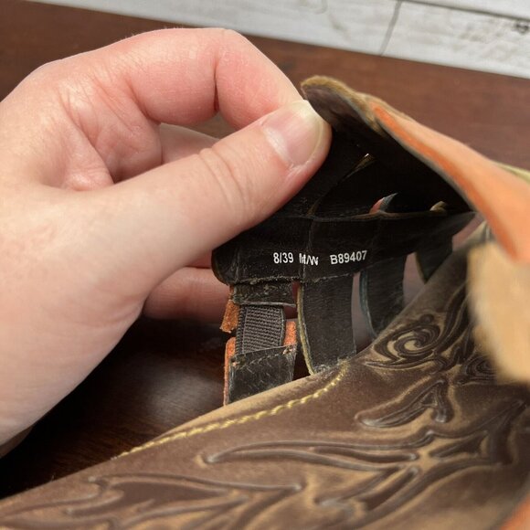 Born Women's Slip On Short Heel Sandals Leather Size 8 Brown Multi Color - Picture 9 of 11